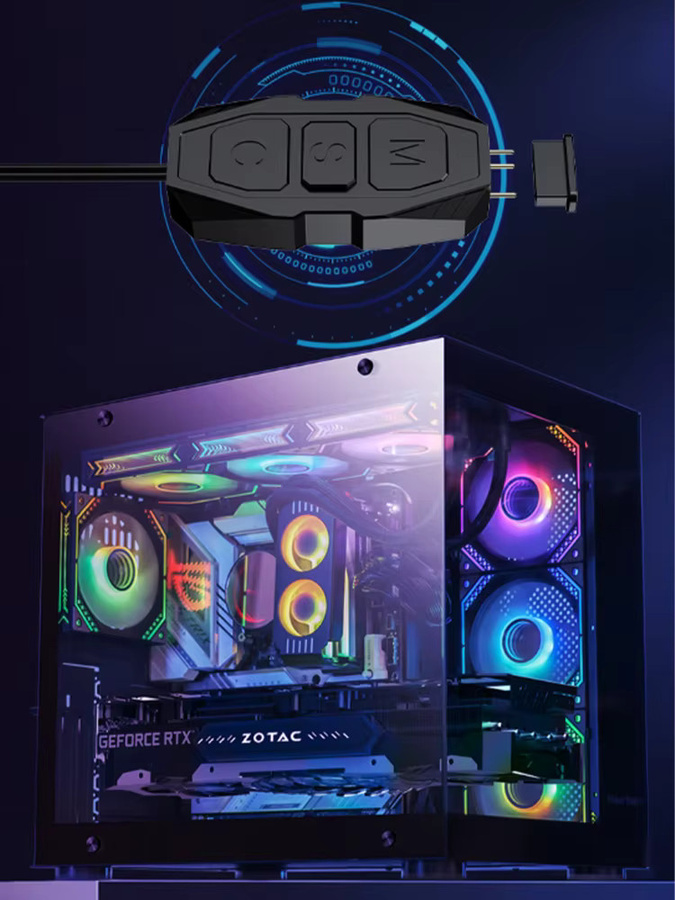 AuyiHomu ARGB LED-Steuerbox mit SATA-Stromversorgung und M/S/C-Tasten für PC, Schwarz - Bild 4