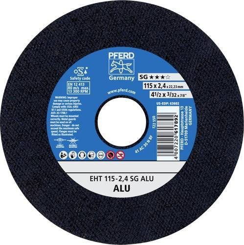 PFERD Trennscheibe EHT SG ALU gerade für Aluminium, Durchmesser: 115 mm, Dicke: 2,4 mm, Bohrung: 22,23 mm, 25 Stück, Schwarz - Bild 1