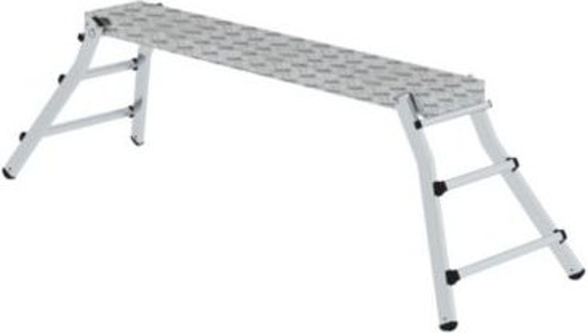 MUNK Aluminium-Plattformleiter in Silber mit Klappfüßen und rutschfesten Gummifüßen, H x B x T: 173 x 28,5 x 70 cm - Bild 2