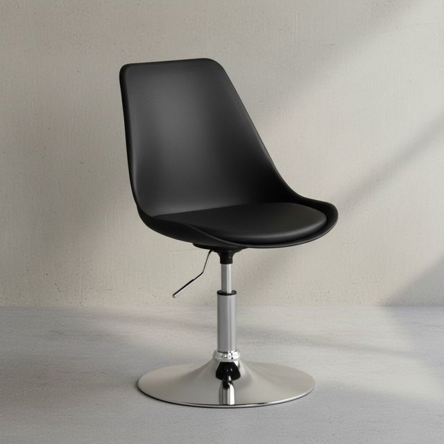 KADIMA DESIGN Trompetenstuhl drehbar mit Kunstlederbezug in Schwarz und Metallkonstruktion in Chrom-Optik, B/T/H: 49 x 46 x 88 cm - Bild 1