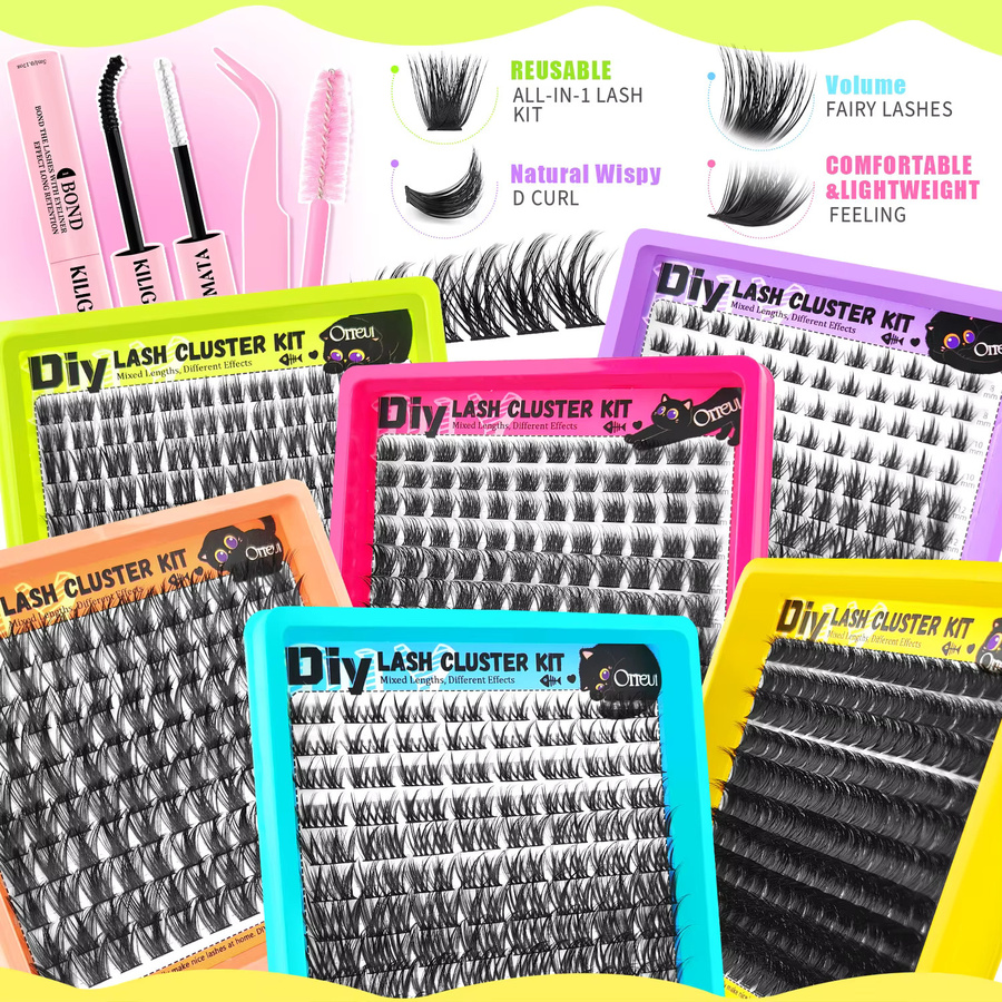 ORREUI Wimpern-Cluster-Extensions Set, D-Curl, Damen - Bild 2