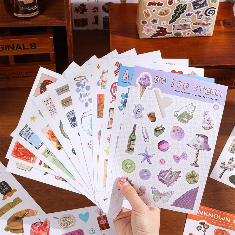 Moment Papier-Scrapbooking-Stickerbuch mit 50 Mustern aus Tieren, Pflanzen und Früchten in Multicolour für DIY-Bastelarbeiten und Planer - Bild 4