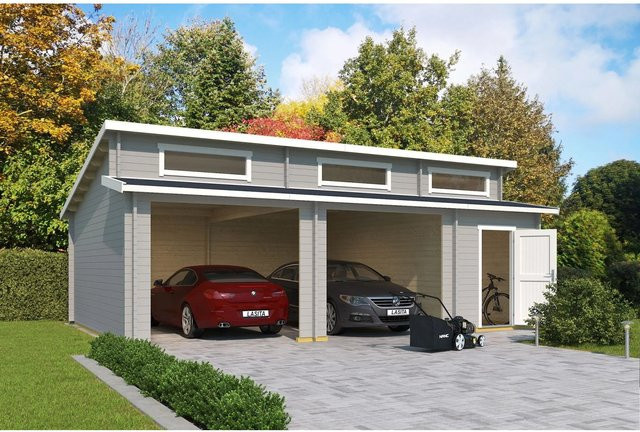 Blockgarage Lasita Maja Hawaii in Grau ohne Tore mit Außenmaß B: 820 cm, T: 579,6 cm - Bild 4