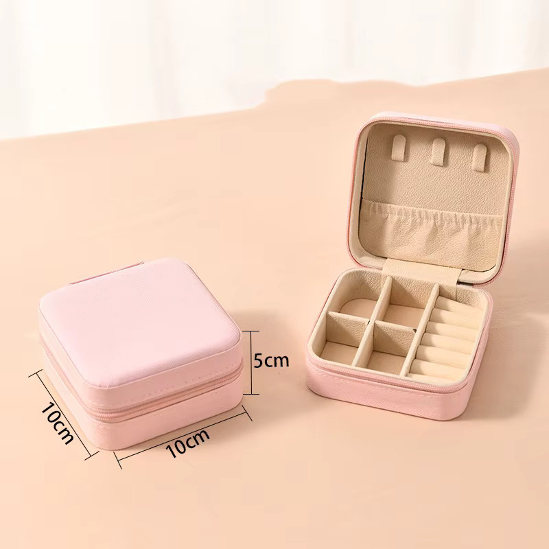 Luckyiasv Schmuckaufbewahrungsbox aus PU-Leder mit Reißverschluss für Ringe und Schmuck in Orange oder Pink - Bild 1