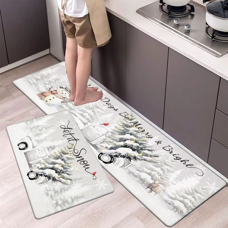 VIKAMA 2er-Set Weihnachts- und Winterteppiche, rutschfest und schmutzabweisend, modern und mehrfarbig, B/T: 120 x 40 cm - Bild 1