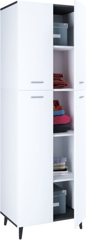 VCM Mehrzweckschrank Landos Kleiderschrank aus Holz mit 4 Drehtüren in Weiß/Anthrazit, H x B x T: 240 x 70 x 39 cm - Bild 2