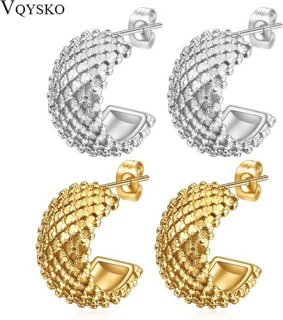 VQYSKO Huggie Hoop Ohrringe Edelstahl, Gold, Perle, Damen - Bild 1