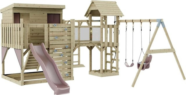 OutdoorToys Spielturm Johanna mit Babyschaukel, Altrosa, ab 3 Jahre - Bild 1