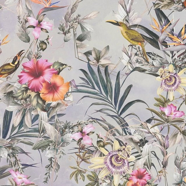 PROFHOME 381782-GU Blumen Tapete Floral Matt in Grau, Rosa, Orange und Grün, Vlies, Breite: 0,53 m, Länge: 10,05 m - Bild 1