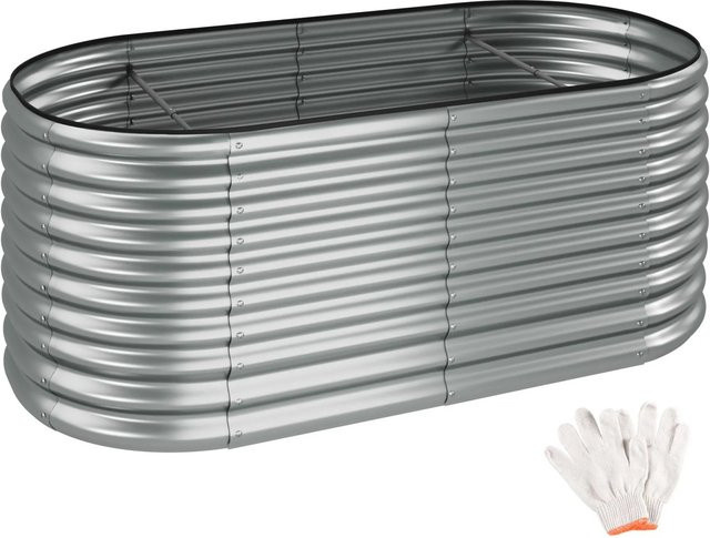 tectake Hochbeet Flormma aus verzinktem Stahl in Silber, B/T/H: 200 x 100 x 80 cm - Bild 2