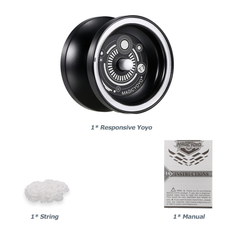 MagicYoyo T7 Yoyo für Anfänger mit schmalem Lager und Stahlachse, schwarz - Bild 3