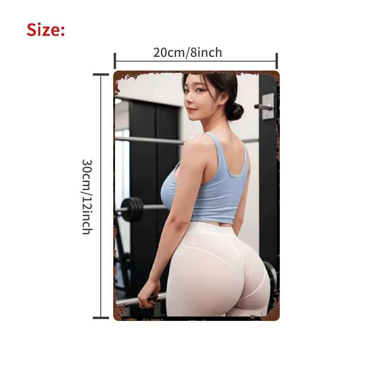 CIFBUY Vintage Metallblechschild Fitness Frauen Wanddekoration Mehrfarbig B: 30,0 cm, H: 20,0 cm - Bild 3