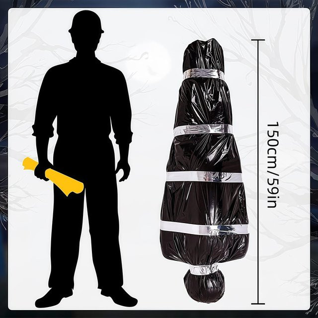 DHDH Halloween Dekoration Hängende Leiche in Schwarz aus PVC für Spukhaus und Außenbereich - Bild 1