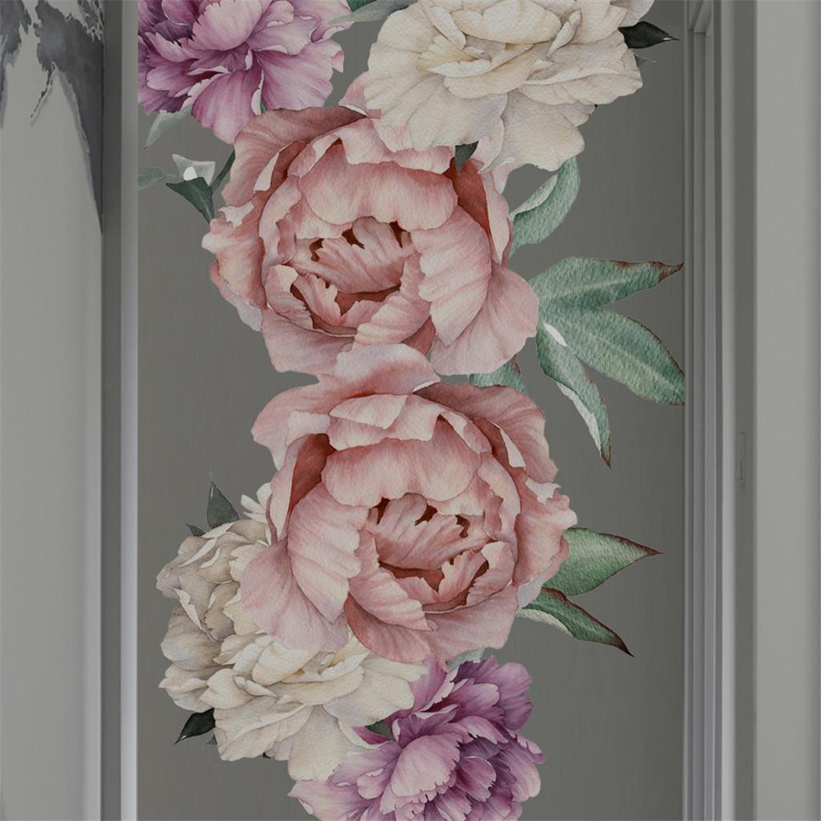 Didadi 2 Selbstklebender Wandaufkleber mit modernem Pfingstrosen-Blumenmuster aus Kunststoff, Mehrfarbig, B: 60,0 cm, H: 30,0 cm, T: 6,0 cm - Bild 2