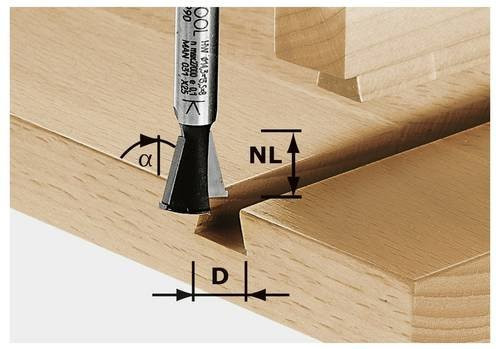 Festool Grat- und Zinkenfräser in Silber, Schaftdurchmesser: 8 mm, Durchmesser: 14,30 mm, Arbeitslänge: 13,50 mm, Gesamtlänge: 46 mm - Bild 1