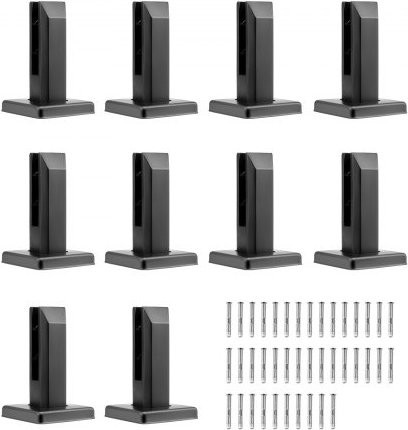 VEVOR Glasklemme Set aus Edelstahl 304 für gehärtetes Glas, 10 Stück quadratische Glasgeländerhalterung für Glasstärken von 0,31 bis 0,47 Zoll, Silber/Schwarz poliert - Bild 1