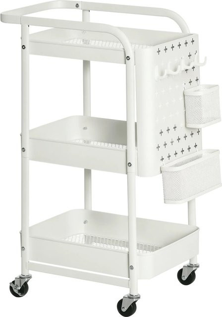 HOMCOM Küchenwagen aus Stahl und Kunststoff in Weiß, B/T/H: 32 x 51,5 x 75,6 cm - Bild 1