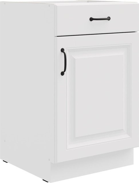 Küchenunterschrank Stilo in Weiß mit Vollauszug und Soft-Close im Landhausstil, Breite: 50 cm - Bild 1