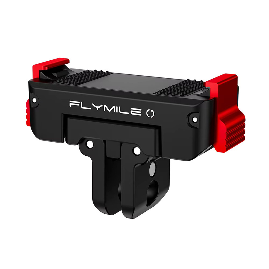 Flymile Drehbare Magnetische Schnellverschluss-Halterung für DJI Osmo Nano und DJI Action 6 in Schwarz mit Dualen Schnittstellen für Radfahren, Wandern und Desktop-Aufnahmen - Bild 1