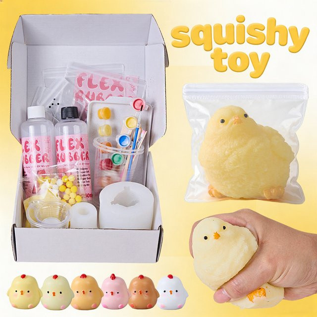 UDOCOOL DIY Taba Hühnchen Quetschspielzeug-Set, Gummi-Squishy-Kit, Silikonform - Bild 1