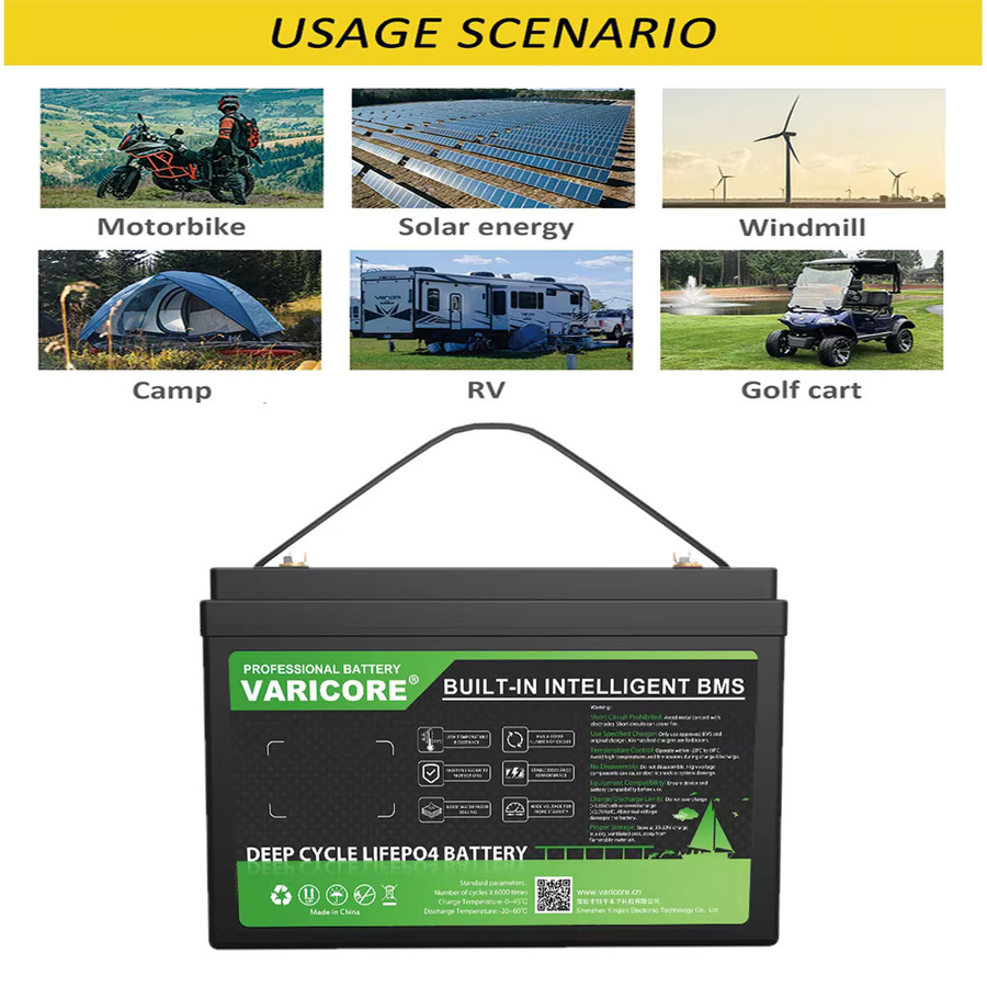 VariCore LiFePO4 Batteriepack 12V 100Ah Tiefzyklus-Lithium-Eisenphosphat-Batterie mit BMS in Schwarz - Bild 6