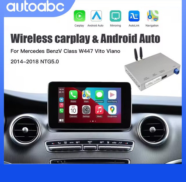 AUTOABC Drahtloses CarPlay und Android Auto Interface für Mercedes Benz V-Klasse W447 (2014–2018), Vito, Viano mit NTG5.0, inklusive Mirror Link und AirPlay - Bild 1