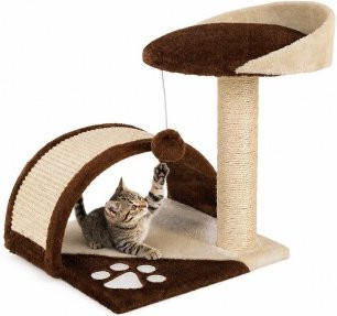 Lionto Kratzbaum für Katzen mit integriertem Spielzeug in Braun/Beige, Höhe: 43 cm - Bild 1