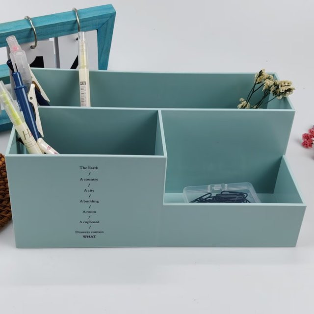 Schreibwaren-Organizer aus Kunststoff mit mehreren Fächern für deinen Schreibtisch in Weiß und Blau - Bild 1