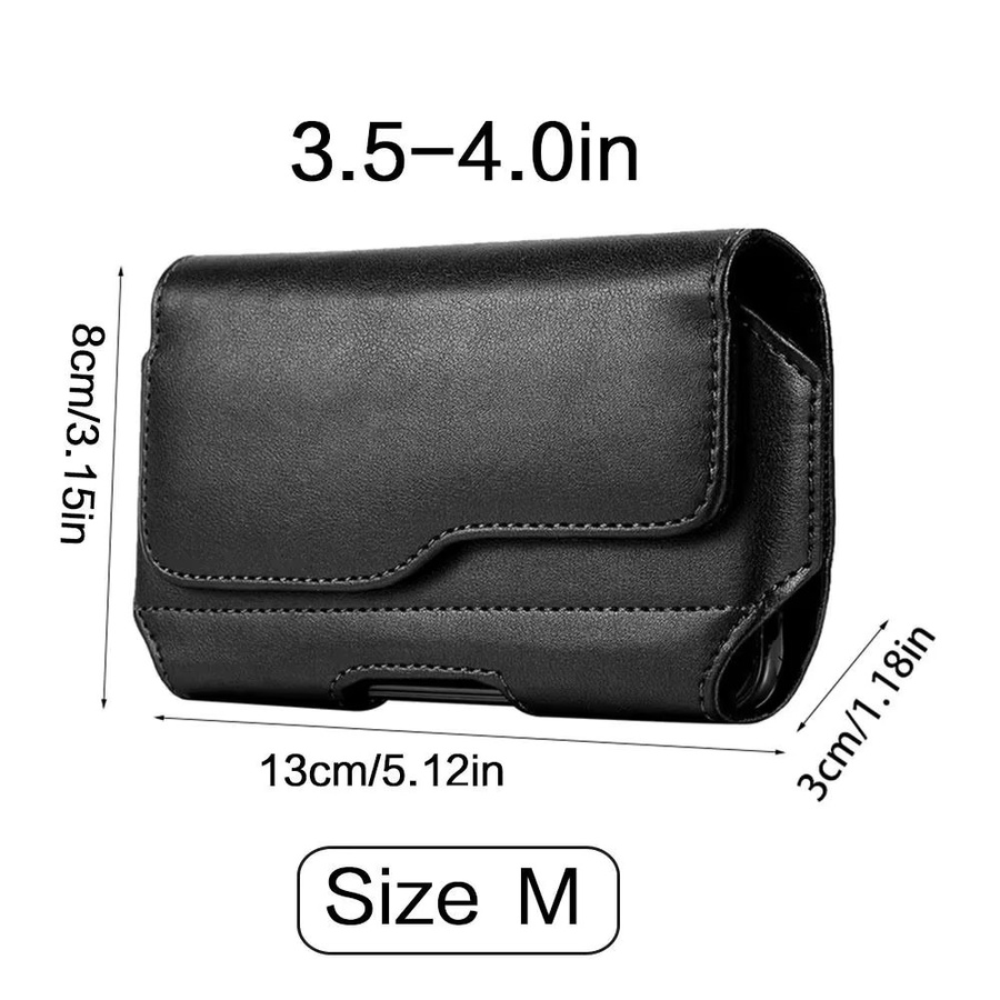 Handytasche aus Leder mit Gürtelclip für Smartphones von 3,5 bis 6,3 Zoll, Farbe: Schwarz - Bild 3