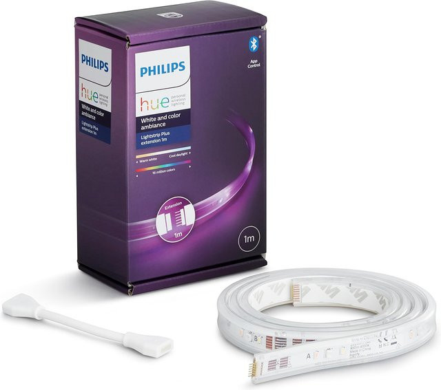 Philips Hue LED-Streifen Lichtband Plus Erweiterung, mehrfarbig, 1 m, Smart Home kompatibel mit Alexa, ZigBee und Bluetooth, dimmbar mit einstellbarer Farbtemperatur - Bild 1