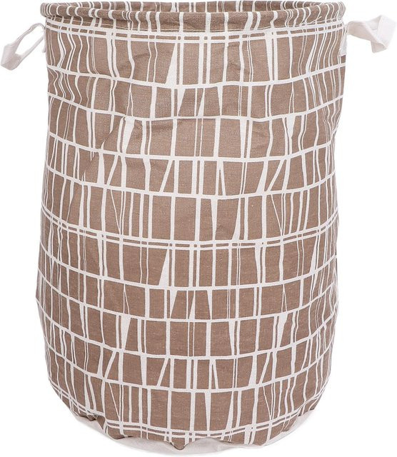 Wäschekorb aus Canvas von Koogeelife in White und Beige, zusammenklappbar und waschbar mit praktischen Griffen - Bild 1