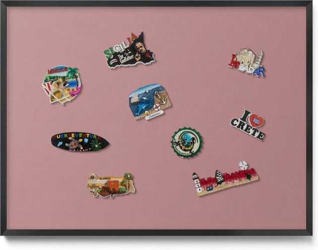 Tulup Magnettafel aus Metall mit Rahmen in Pastellrosa, B: 80 cm, H: 60 cm - Bild 1
