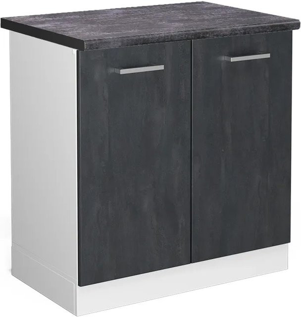 Vicco Spülenunterschrank R-Line in Schwarz Beton/Weiß/Anthrazit mit matten Türen - Bild 1