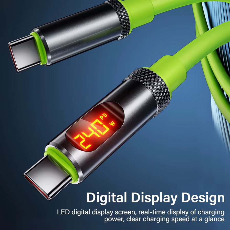 Nephy USB-C auf USB-C Ladekabel mit LED-Anzeige, 240W superschnelles Datenkabel in Schwarz - Bild 3