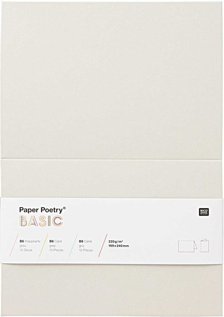Rico Design Paper Poetry Klappkarten Basic B6 in Grau, 10 Stück - Bild 1