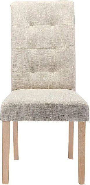 Vente-unique Stuhl Villosa in Creme mit Stoff und Holz, Breite: 48 cm - Bild 1