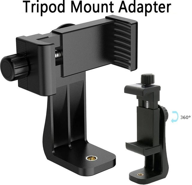 Universal Telefon Clip mit 1/4 Zoll Schraube für Stative, schwarzer Smartphone Halter für iPhone, Xiaomi und Huawei - Bild 1