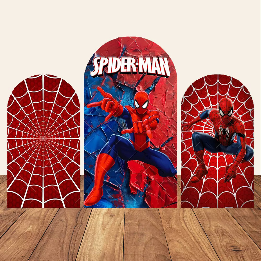 Spiderman Bogen-Hintergrundbezug von Hasbro für Kindergeburtstage, bunter Superhelden Fotohintergrund aus Textil, Durchmesser: 50 cm - Bild 2