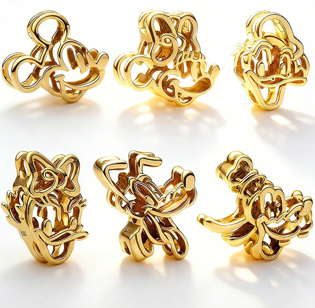 Potdemiel Charms-Perlen, Gold, Maus Ente Hund - Bild 1