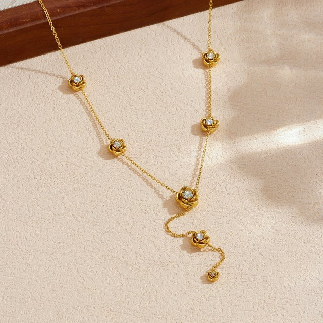 xiyanike Halskette Edelstahl, Zirkonia, Gold, Damen - Bild 1