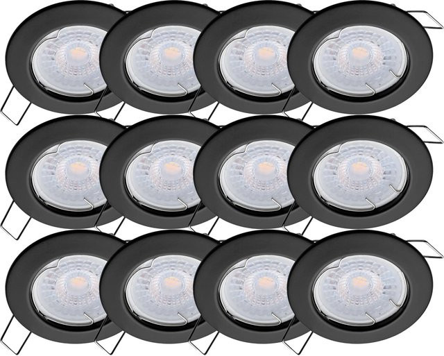 Oktaplex 12er Set Sedan LED Deckeneinbaustrahler in Schwarz mit LED-Modulen, Neutralweiß, 380lm - Bild 1