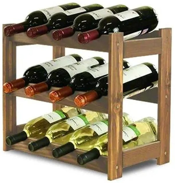 PROREGAL Pinotwine Weinregal aus massivem Kiefernholz, Braun geölt, H x B x T: 38 x 43 x 25 cm, Platz für 12 Flaschen - Bild 1