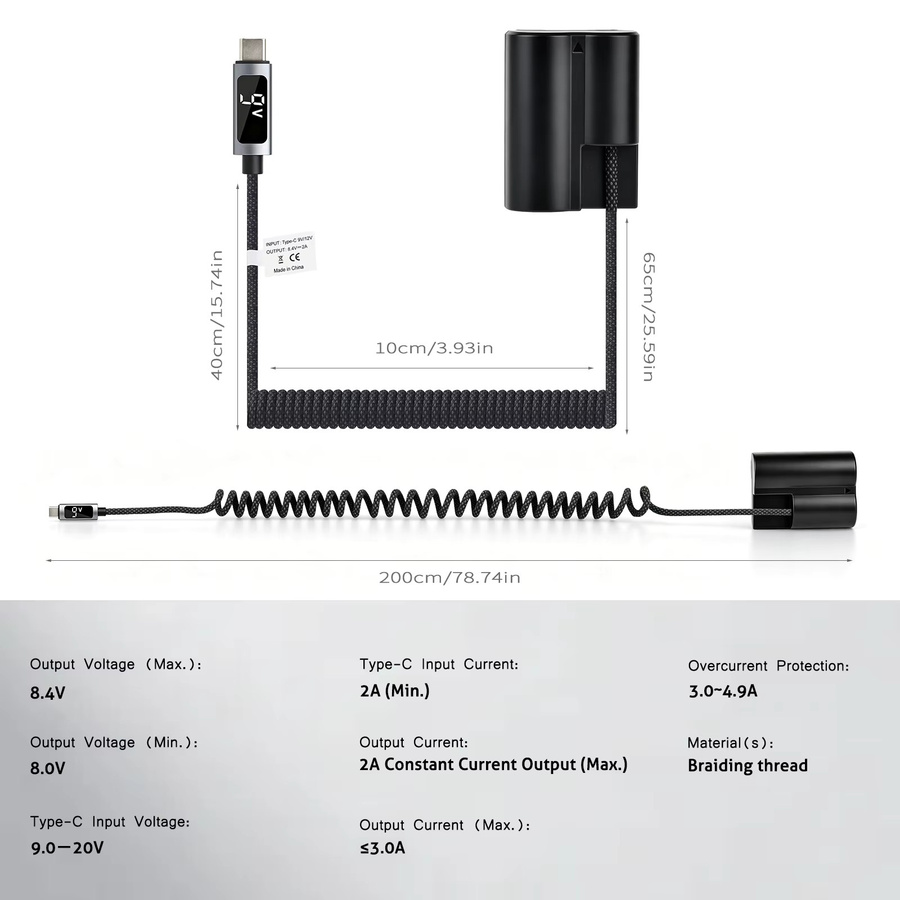 Batmax NP-W235 Dummy-Akku mit PD 9V USB-C Anschluss für Fujifilm X-T4, XT4, X-T5, X-H2, GFX100S und GFX 50S II in Schwarz - Bild 3