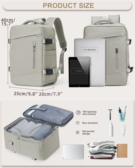 Multifunktionaler Laptop-Rucksack von Weft in Grau inklusive Packwürfeln, Handgepäck B/H/T: 40 x 25 x 20 cm - Bild 1