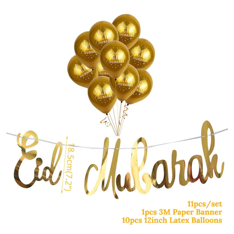 WEIGAO Eid Mubarak Banner Gold Dekoration für Ramadan Kareem Partys mit Wimpeln und Buchstaben - Bild 2