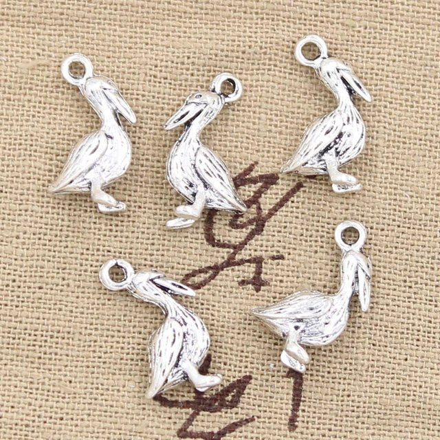 eunwol Anhänger Pelikan, Edelstahl, Silber, Unisex, 18x9mm - Bild 1