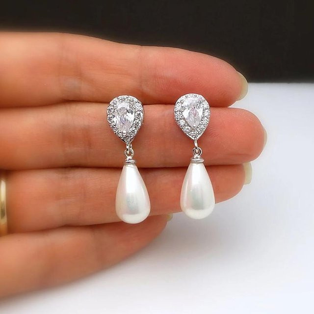YIRAN Jewelry Hängeohrringe, Wassertropfen, Simulierte Perlen, Damen, weiß - Bild 1
