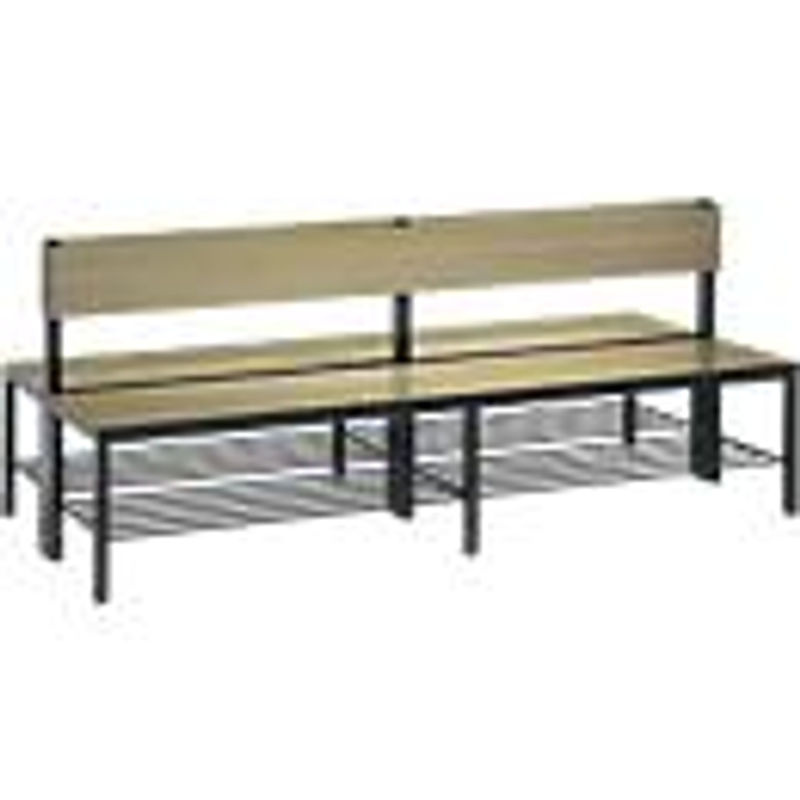 C+P Sitzbank Basic Plus doppelseitig mit Rückenlehne und Schuhrost, Dekor Eiche Sereno, Gestell Schwarzgrau, H: 79,6 cm, B: 196,0 cm, T: 76,0 cm - Bild 3