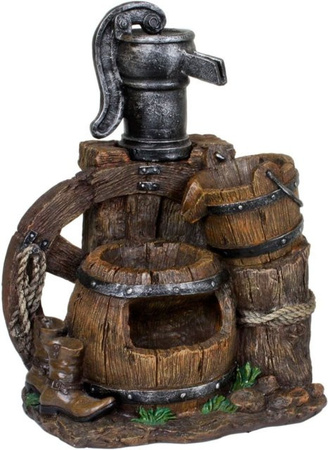 GARDEN PLEASURE Gartenbrunnen NEREUS in Holz- und Stein-Optik aus Polyresin mit Pumpe, bunt, H: 45,0 cm, B: 45,0 cm, T: 34,0 cm