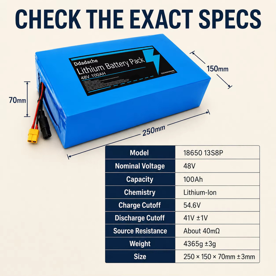 Lithium-Ionen-Ersatzakku 48V 100Ah 13S8P für Citycoco-Elektroroller mit BMS in Blau - Bild 4
